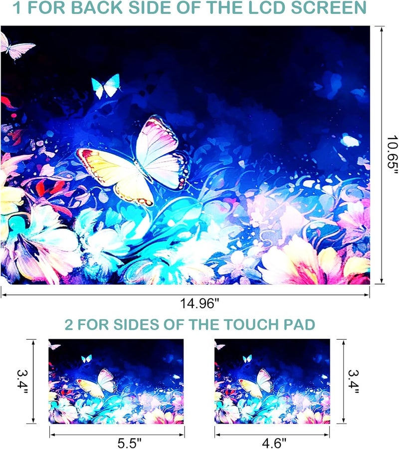 DINKY Laptop Skin Sticker Decal, 12" 13" 13.3" 14" 15" 15.4" 15.6 inch Laptop Universal Reusable Vinyl Skin Stickers Cover Art Decal Notebook PC Personalized Protector-Butterflies - Image 2